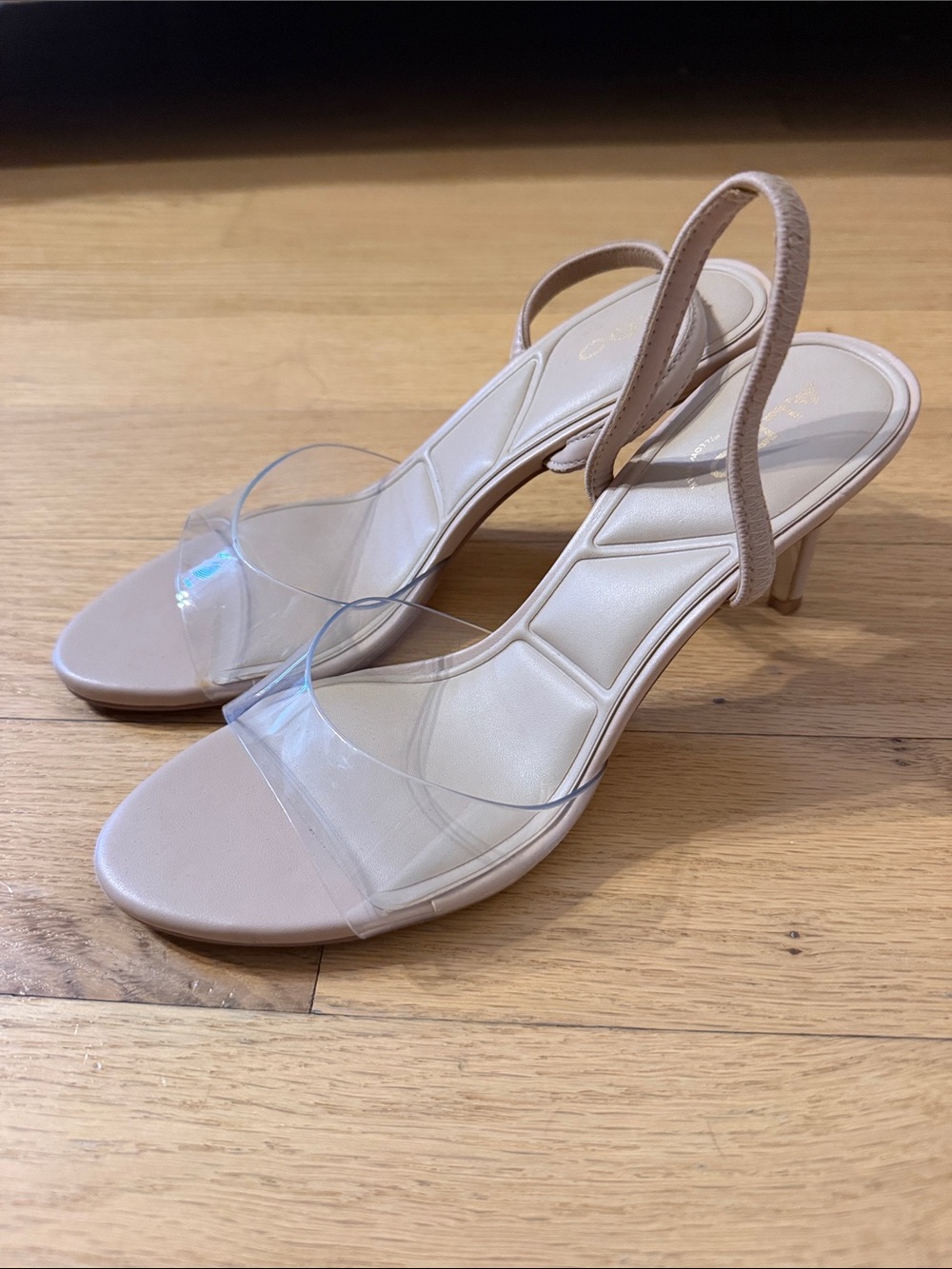 Aldo Nude Slingback Heels with Clear Strap